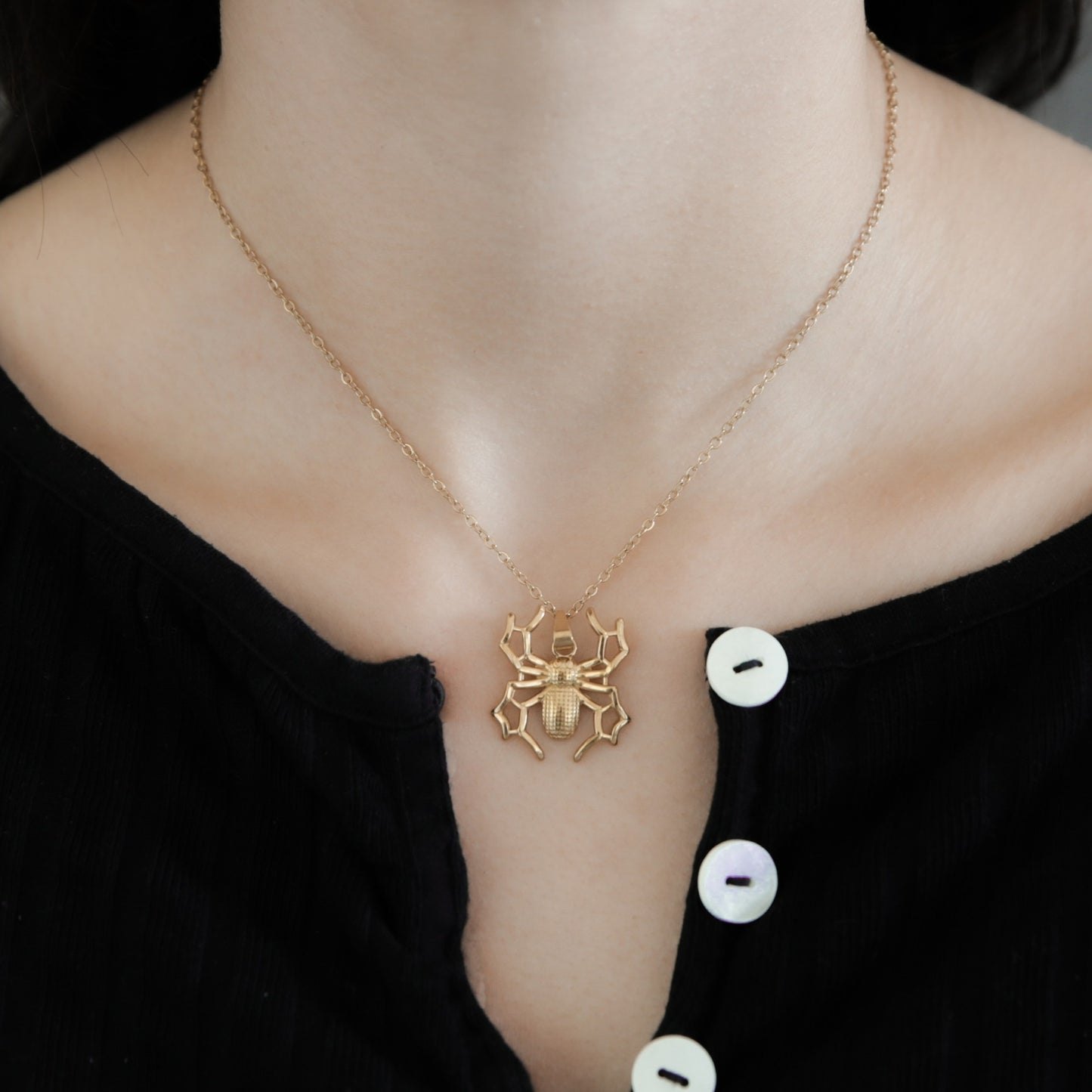 Spider Pendant Necklace - Stainless Steel