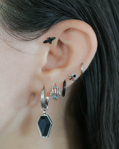 Skeleton Hand Hoop Earrings - Pair - 925 Sterling Silver