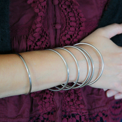 Polished Thin Bangle Bracelet - Stainless Steel