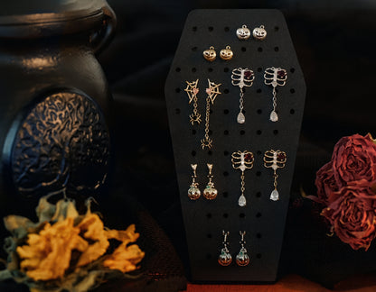 Rib Cage with Dangling Gem Stud Earrings - Pair
