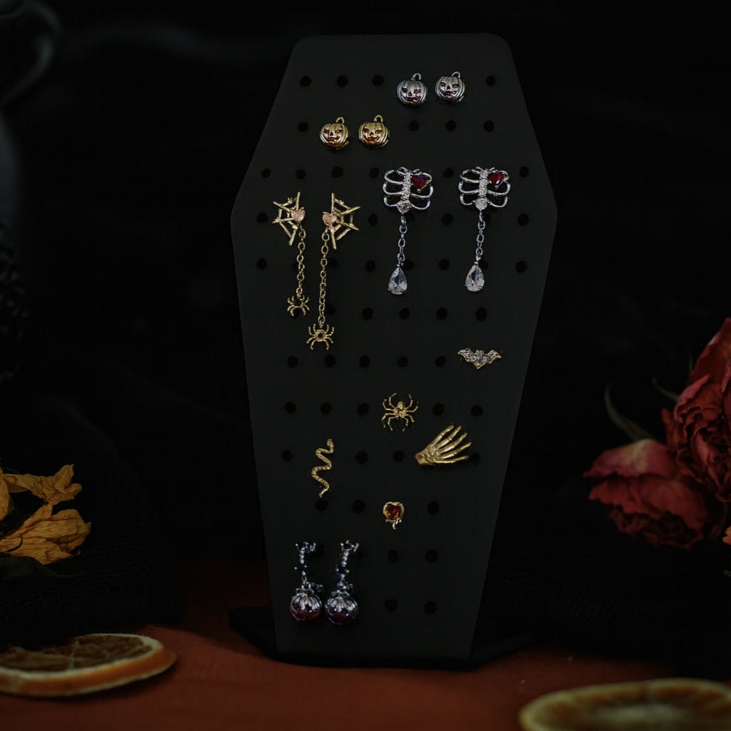 Black Coffin Shaped Jewelry Stud Display