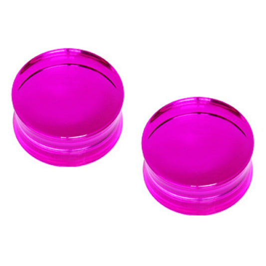 Purple UV Acrylic Transparent Double Flared Saddle Plug Gauges
 - Pair