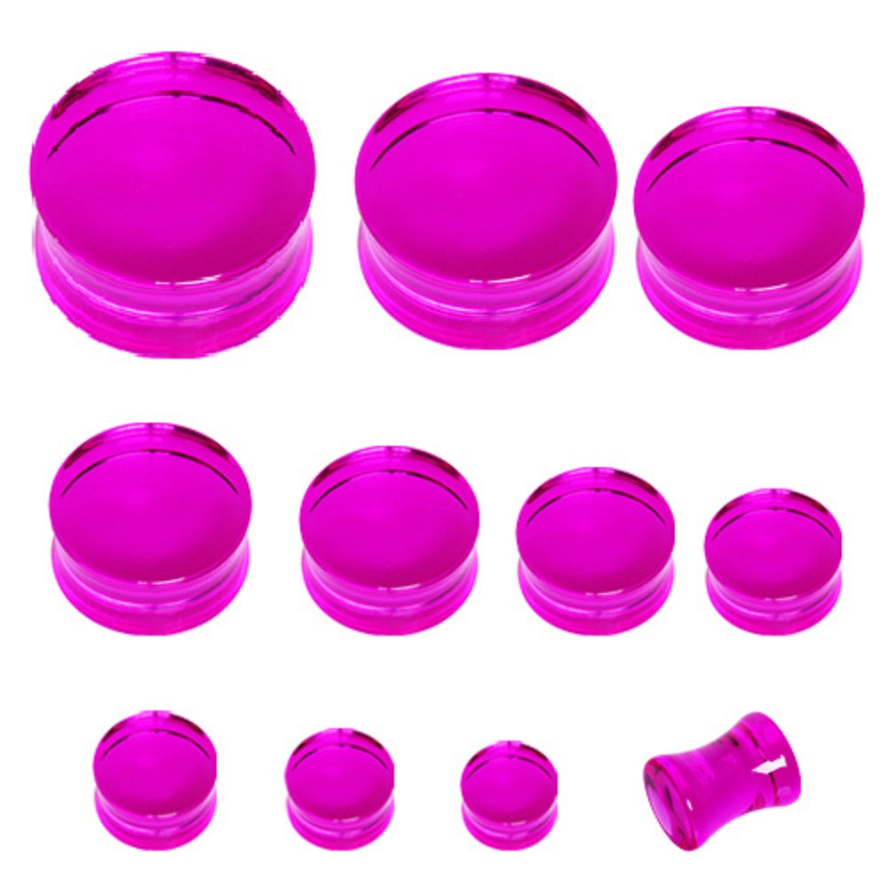 Purple UV Acrylic Transparent Double Flared Saddle Plug Gauges
 - Pair