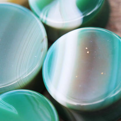 Green Agate Natural Stone Saddle Plugs
 - Pair