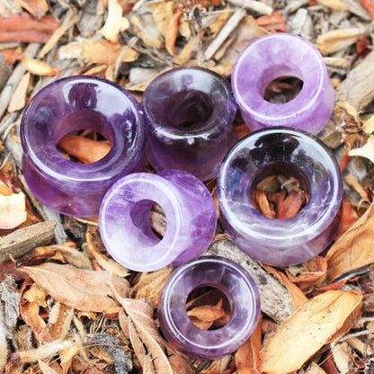 Natural Purple Amethyst Stone Double Flared Tunnels