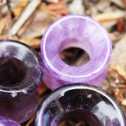 Natural Purple Amethyst Stone Double Flared Tunnels