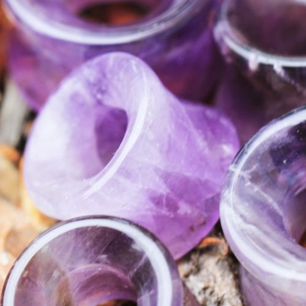 Natural Purple Amethyst Stone Double Flared Tunnels