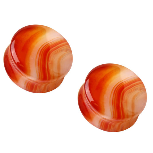 Natural Red Striped Agate Stone Saddle Plug Gauges
 - Pair