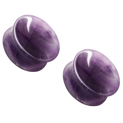 Natural Concave Amethyst Stone Saddle Plug Gauges
 - Pair