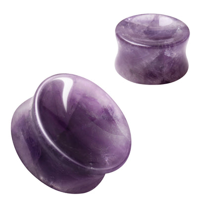 Natural Concave Amethyst Stone Saddle Plug Gauges
 - Pair