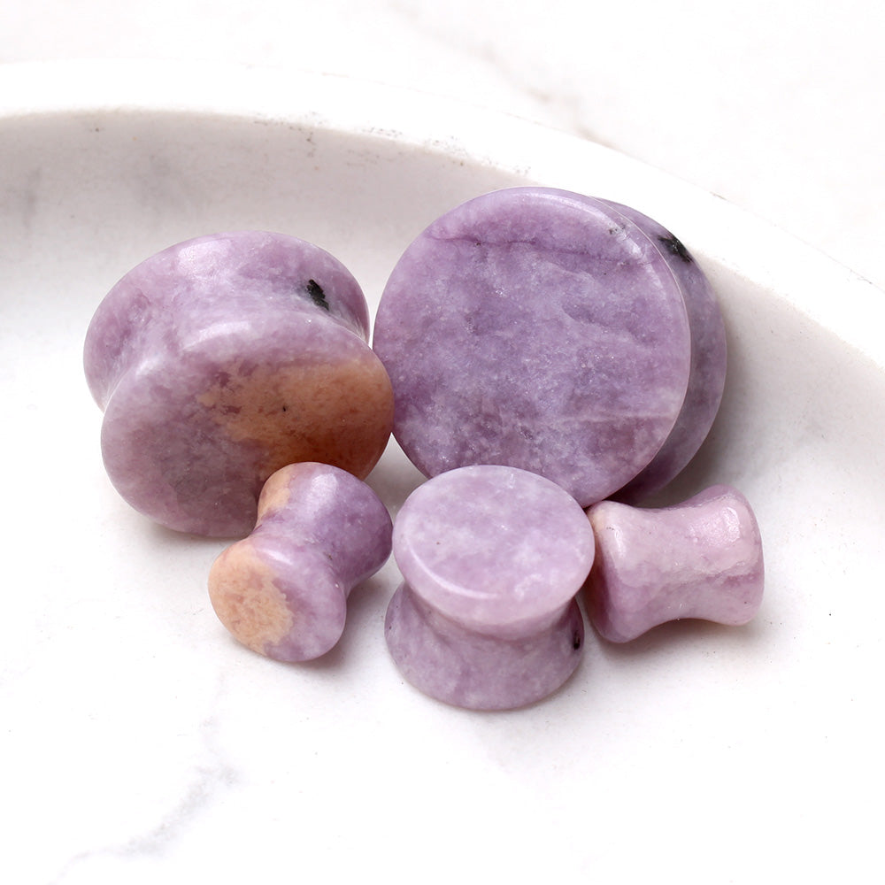 Natural Moondevite Stone Saddle Plugs - Pair