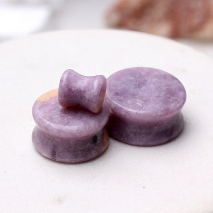 Natural Moondevite Stone Saddle Plugs - Pair