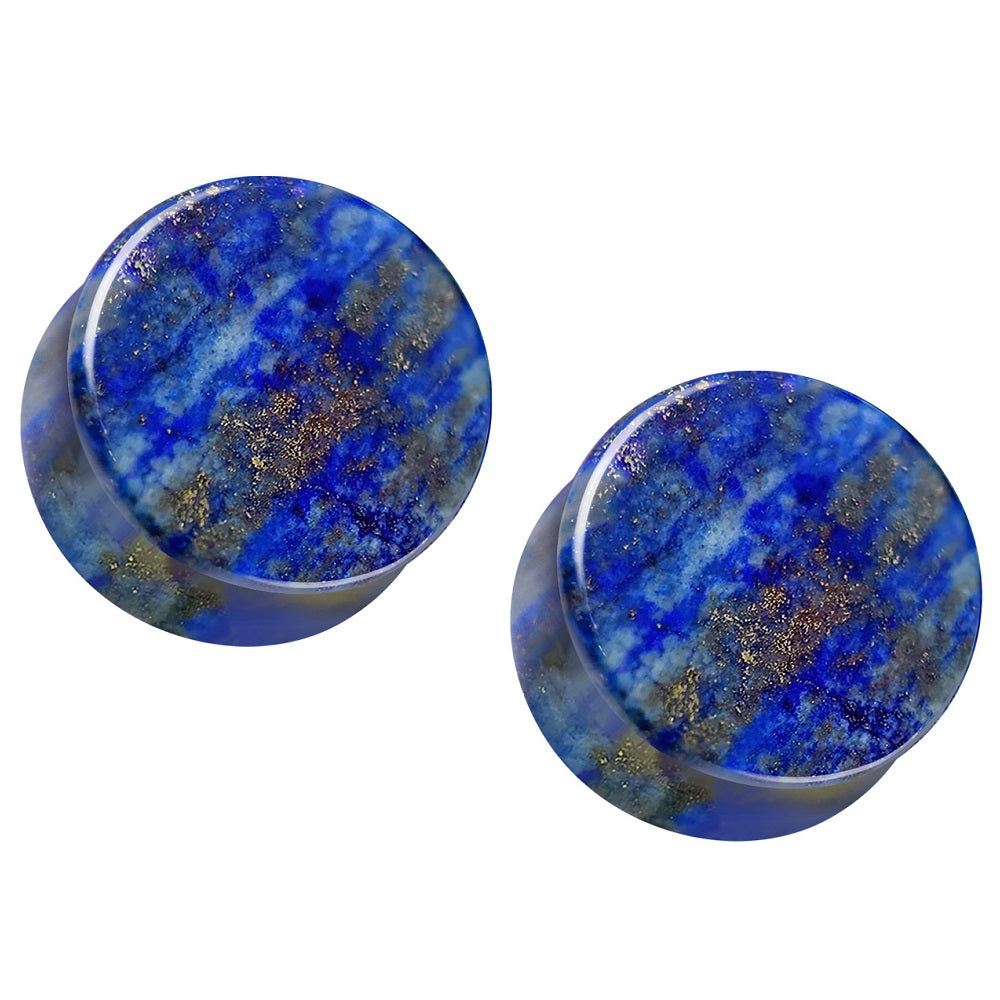 AAA Grade Natural Lapis Lazuli Stone Double Flared Plugs - Pair