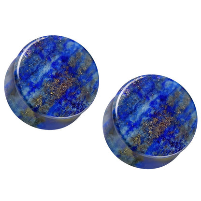 AAA Grade Natural Lapis Lazuli Stone Double Flared Plugs - Pair