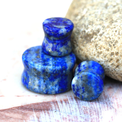 AAA Grade Natural Lapis Lazuli Stone Double Flared Plugs - Pair