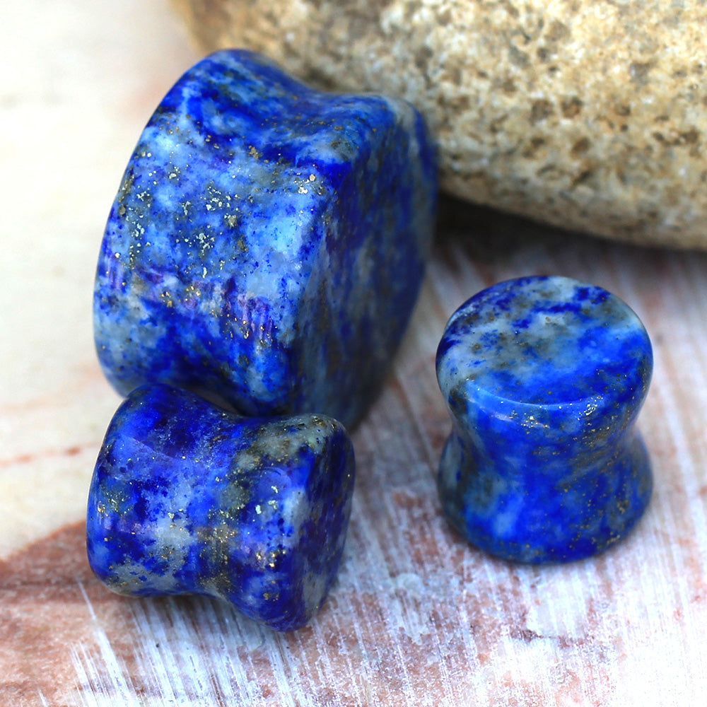 AAA Grade Natural Lapis Lazuli Stone Double Flared Plugs - Pair