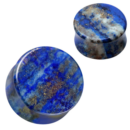 AAA Grade Natural Lapis Lazuli Stone Double Flared Plugs - Pair