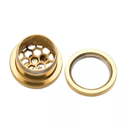 Golden Cut Out Honeycomb with Bumblebee Screw Fit Flesh Fit Plug Gauges
 - Stainless Steel - Pair