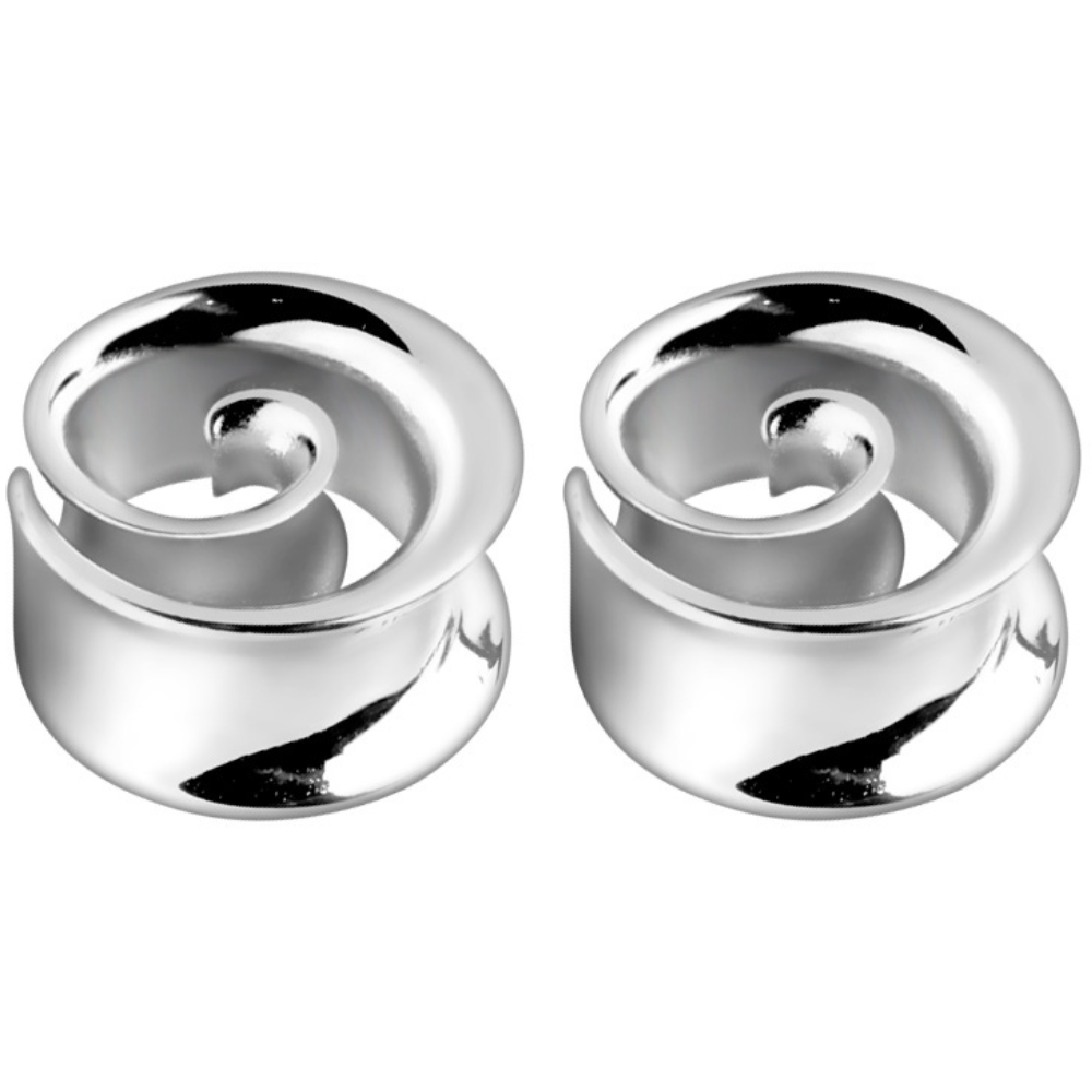 Spiral Double Flared Tunnels - Pair - 316L Stainless Steel
