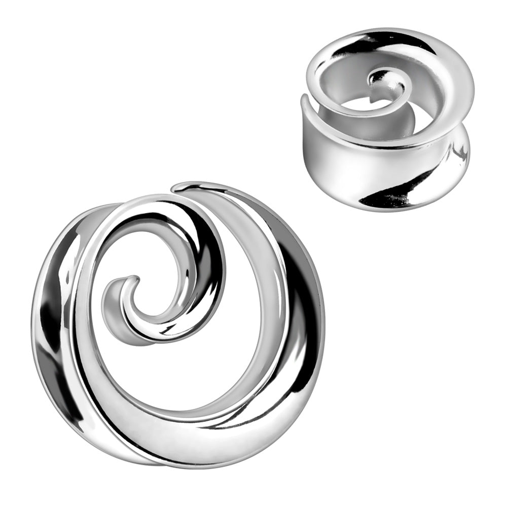 Spiral Double Flared Tunnels - Pair - 316L Stainless Steel