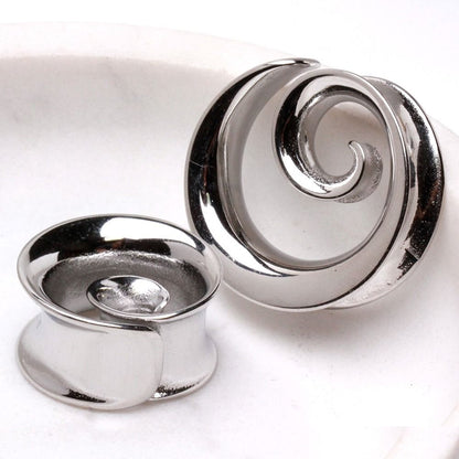 Spiral Double Flared Tunnels - Pair - 316L Stainless Steel