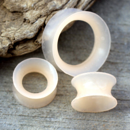 Ultra Thin Silicone Double Flared Flesh Tone Tunnels - Pair