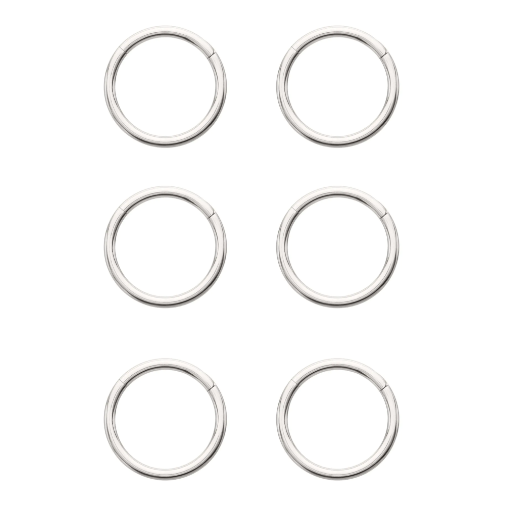 Set of 6 Basic Hinged Segment Clicker Rings - ASTM F-136 Implant Grade Titanium