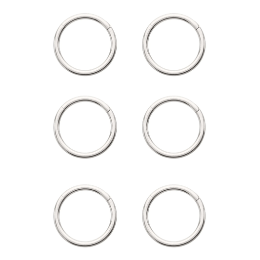 Set of 6 Basic Hinged Segment Clicker Rings - ASTM F-136 Implant Grade Titanium