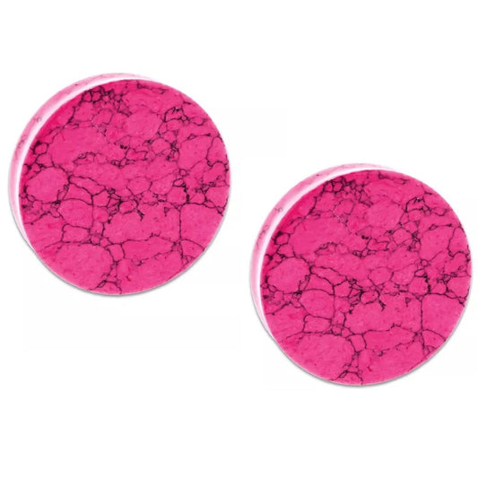 Hot Pink Dyed Howlite Stone Double Flared Plugs - Pair