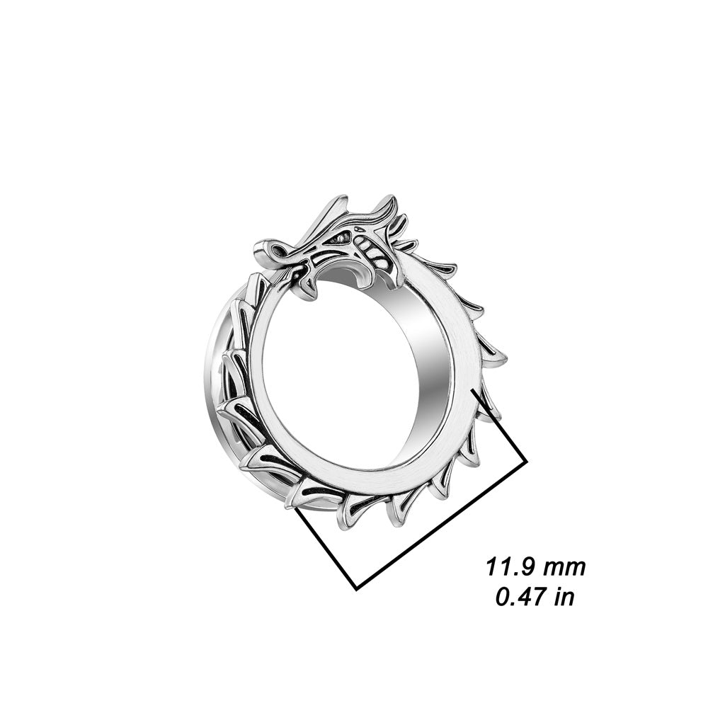 Dragon Wrapped Rim Screw Fit Tunnels - 316L Stainless Steel - Pair