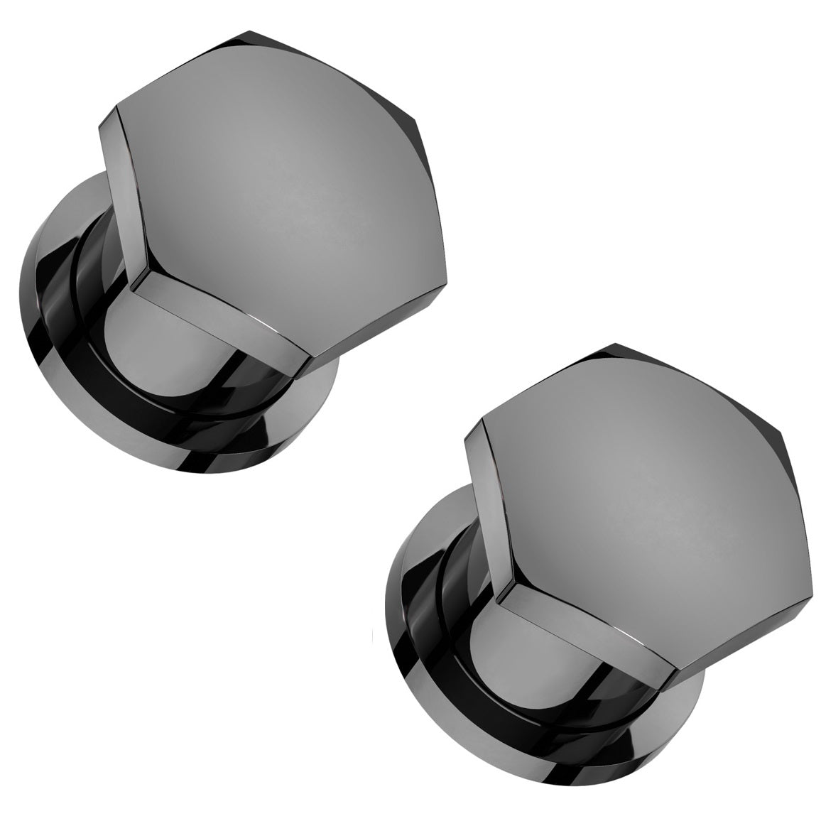 Hexagon Shaped Single Flare Plugs with Metal Ring - Pair - 316L Stainless Steel