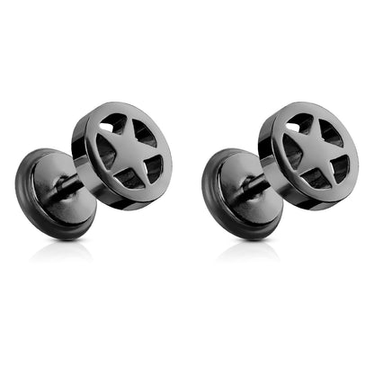 Star Center Fake 0GA Plugs - Pair - 316L Stainless Steel