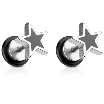 Star Shaped Fake Plugs - Pair - 316L Stainless Steel