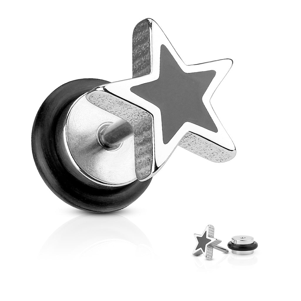 Star Shaped Fake Plugs - Pair - 316L Stainless Steel