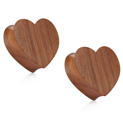 Heart Shaped Organic Red Cherry Wood Double Flared Saddle Fit Plug Gauges