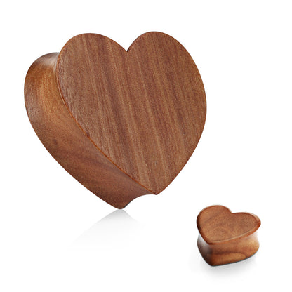 Heart Shaped Organic Red Cherry Wood Double Flared Saddle Fit Plug Gauges