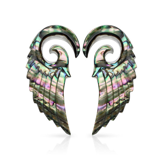 Abalone Angel Wing Hanging Spiral Taper Plugs