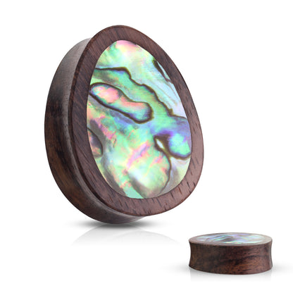 Abalone Inlaid Sono Wood Tear Drop Saddle Plugs