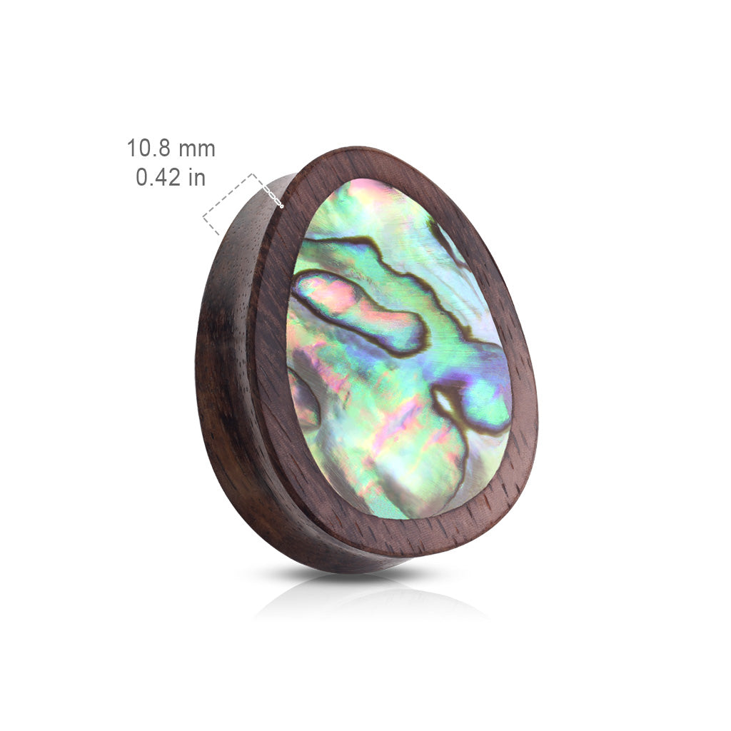 Abalone Inlaid Sono Wood Tear Drop Saddle Plugs