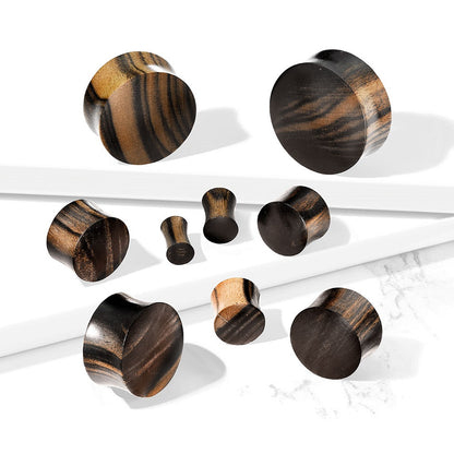 Striped Ebony Wood Convex Saddle Plug Gauges