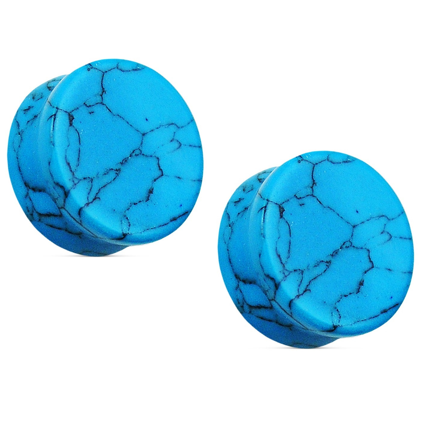 Natural Turquoise Stone Organic Double Flared Plugs
 - Pair