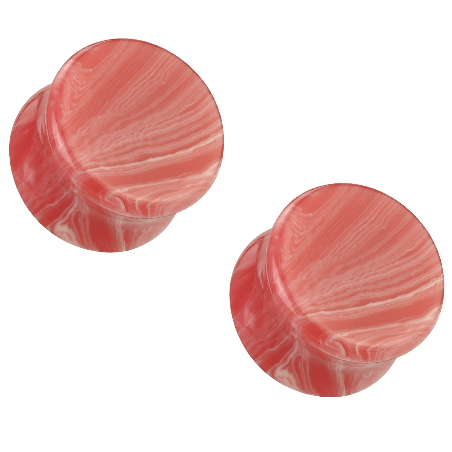 Red Lace Synthetic Stone Double Flared Plugs - Pair