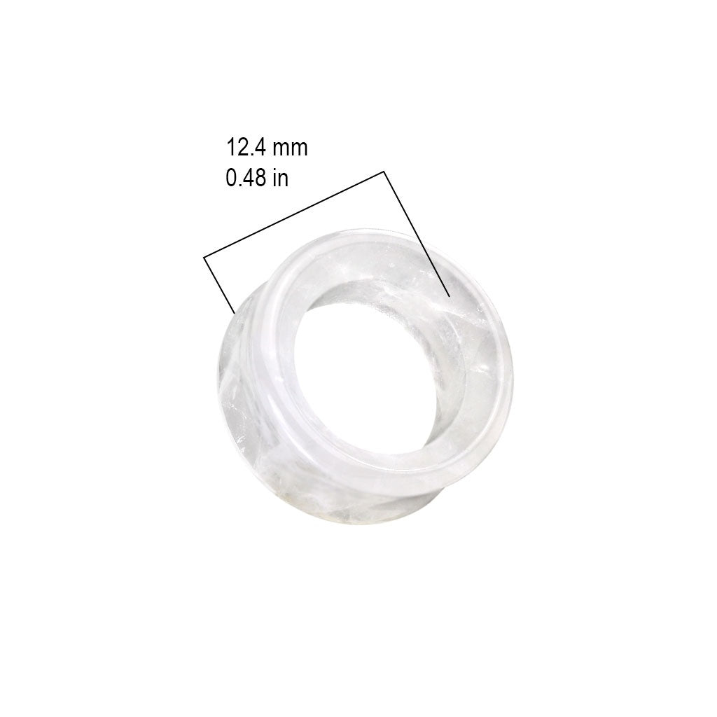 Cloudy Quartz Stone Double Flared Tunnels - Pair