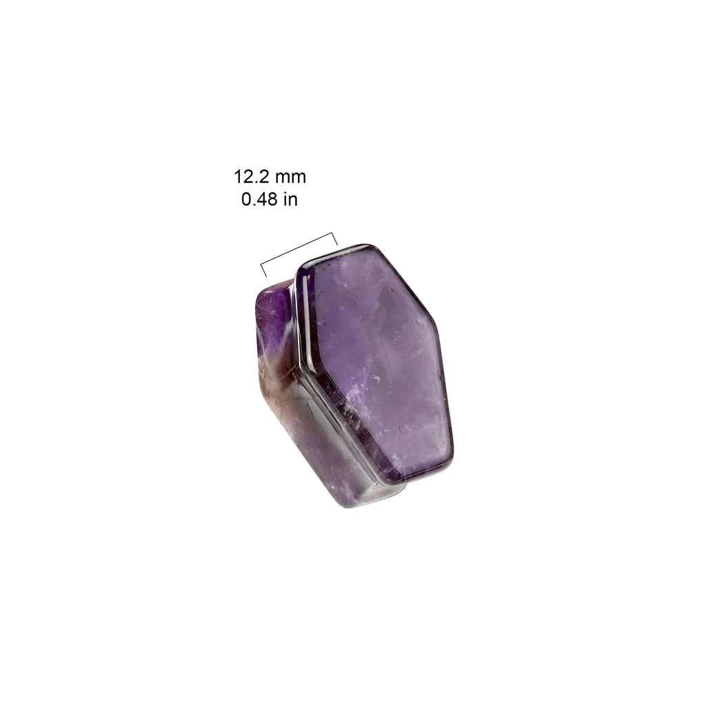 Coffin Shaped Amethyst Stone Double Flared Plugs - Pair