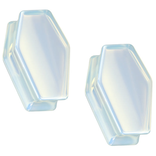 Opalite Stone Coffin Shaped Double Flared Plug Gauges - Pair