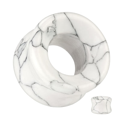 White Turquoise Synthetic Stone Double Flared Tunnels - Pair