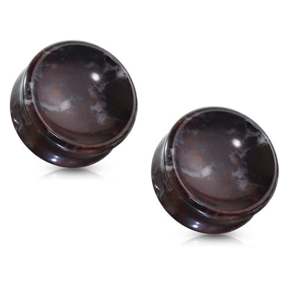 Natural Bloodstone Concave Double Flared Plug Gauges