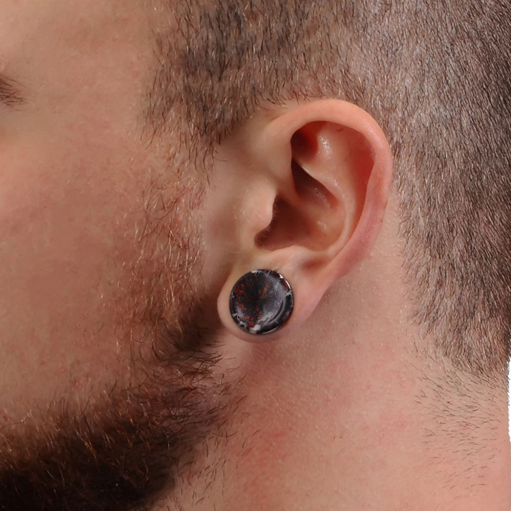 Natural Bloodstone Concave Double Flared Plug Gauges