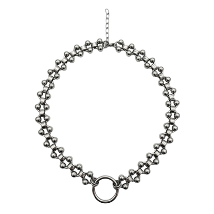 Ring Center Ball Chain Necklace - Stainless Steel