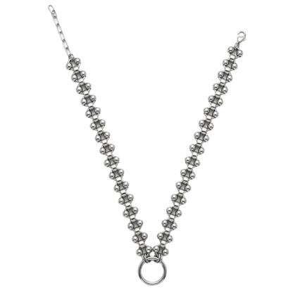 Ring Center Ball Chain Necklace - Stainless Steel